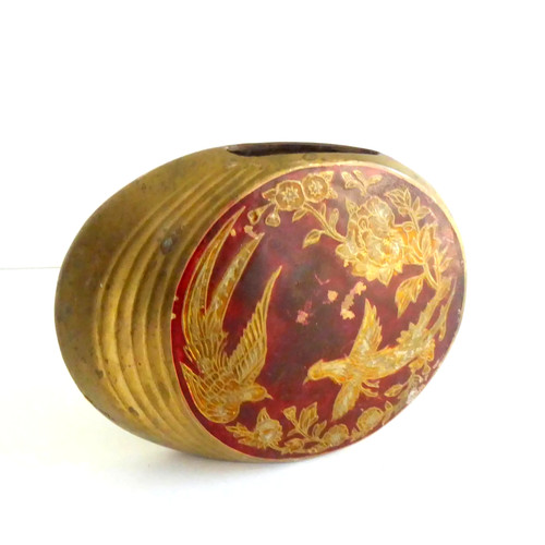 Messing vase vogel - messing,