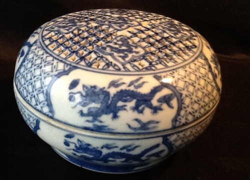 China drache blau weiß deckel - blau,