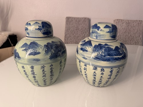 Chinesische deckelvasen blau - deckelvasen,