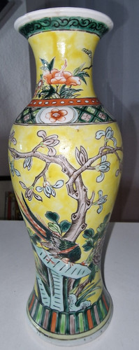 Chinesische vase gelb - vase, vogel