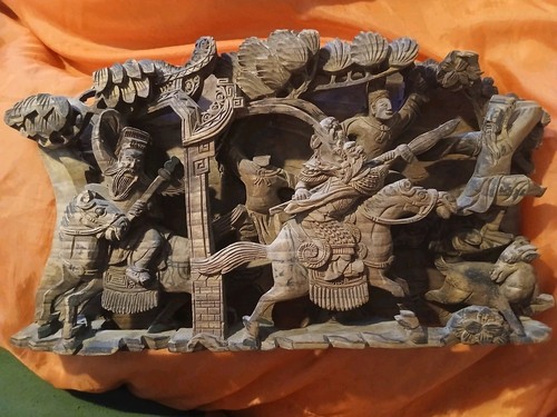 Asiatisches altes holzrelief - holzrelief,