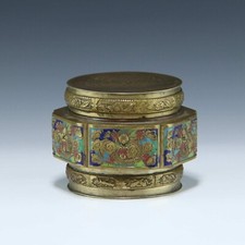 Messingdose mit Champlevée